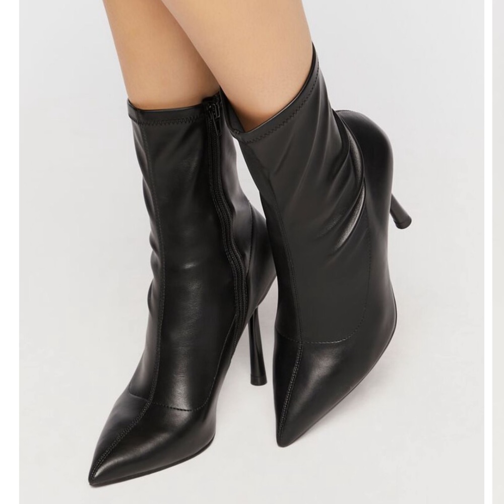 Faux leather stiletto booties